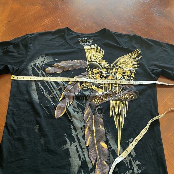 Muskogee Mens XL Black Metallic Graphic Print Tee Shirt - Picture 6 of 7